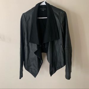Theory Robena Black Lamb Leather and Jersey Jacket
